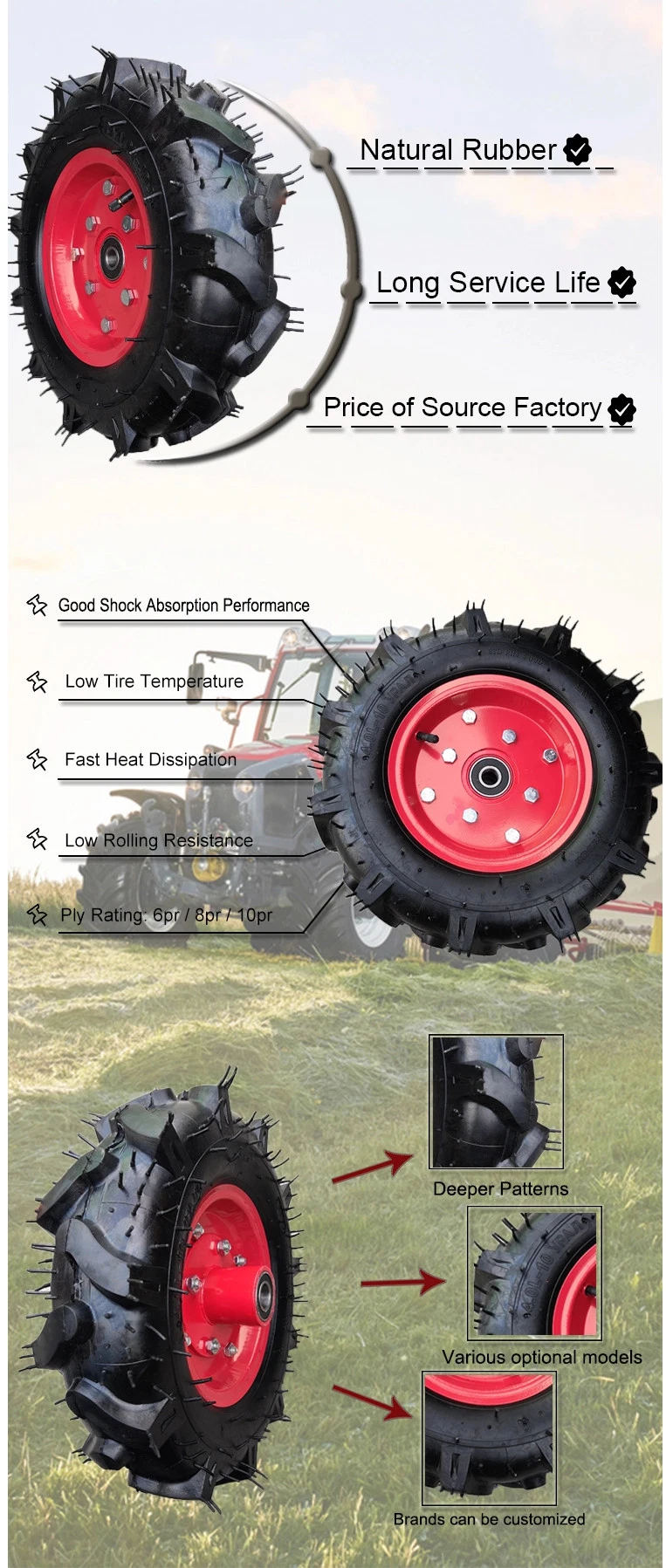 4.00-8 Tillers Tire/400-8 High Quality Agriculture Tire/3.50-6 400-8 Mini-Tiller Tyre
