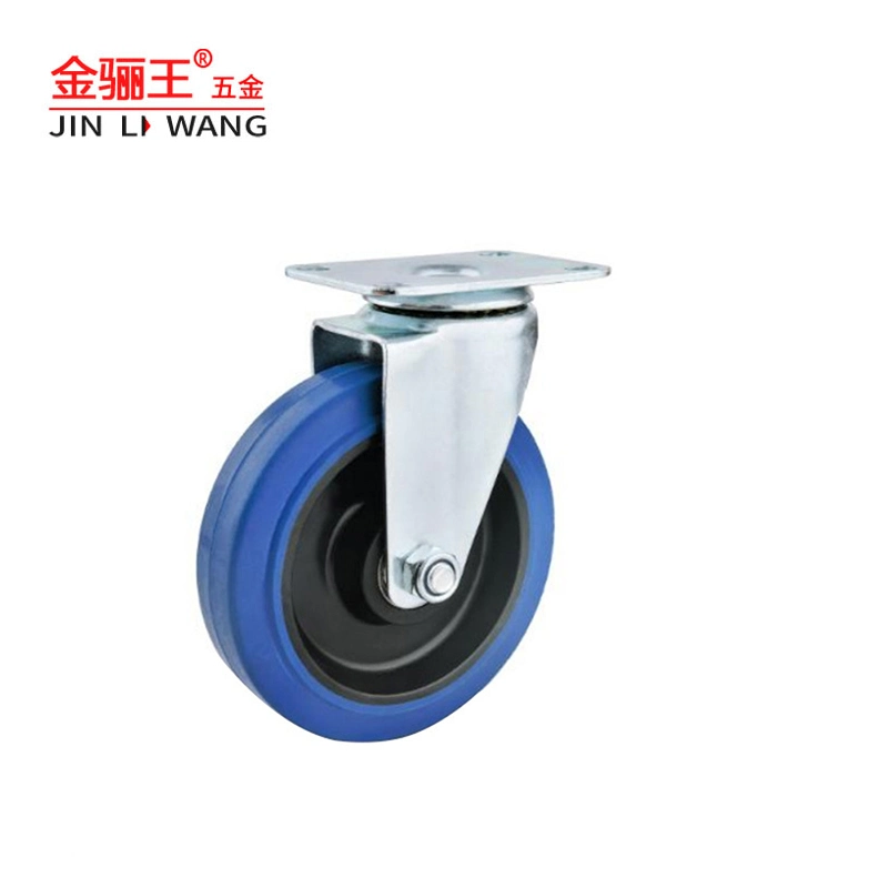 Industrial Caster 3 &quot;4&quot; 5 &quot;Blue Rubber TPR Wheel Universal Wheel Wheelbarrow Caster Fixed Swivel Castor Mute Heavy Duty Caster Castor for Replacement