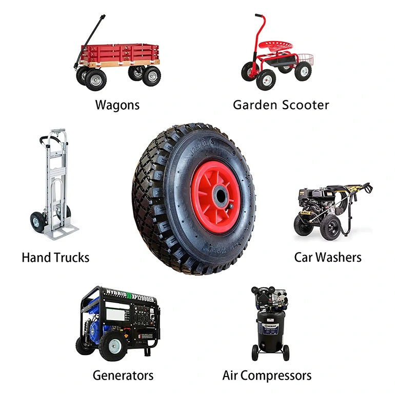 Solid Rubber/PU Flat Free Tubeless Hand Truck/Utility Trolleys Wheels Beach Tire Wheels 3.50-4 Robot Wheel Tire