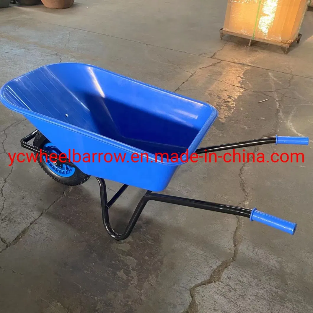 100L Yellow PVC Tray Heavy Duty Construction Wheelbarrow