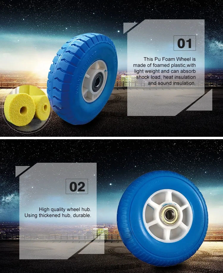 High Quality 16 Inch 4.80/4.00-8 4.00-8 Flat Free Polyurethane PU Foam Filled Wheels for Wheelbarrow