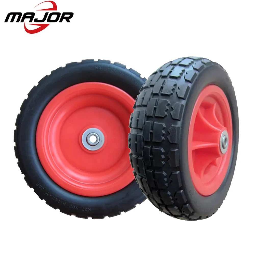 10 Inch Filling PU Foam Trolley Pneumatic Hand Cart Tires Roller Tyre Lawn Mower Golf Cart Trailer Barrow Wheel