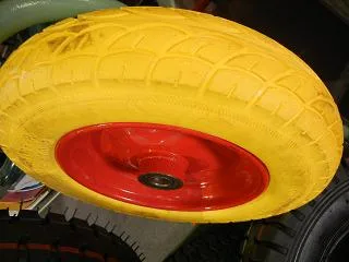 Flat Foam Wheel Solid Wheelbarrow Cart Trolley Wheel 400-8 PU Tubeless