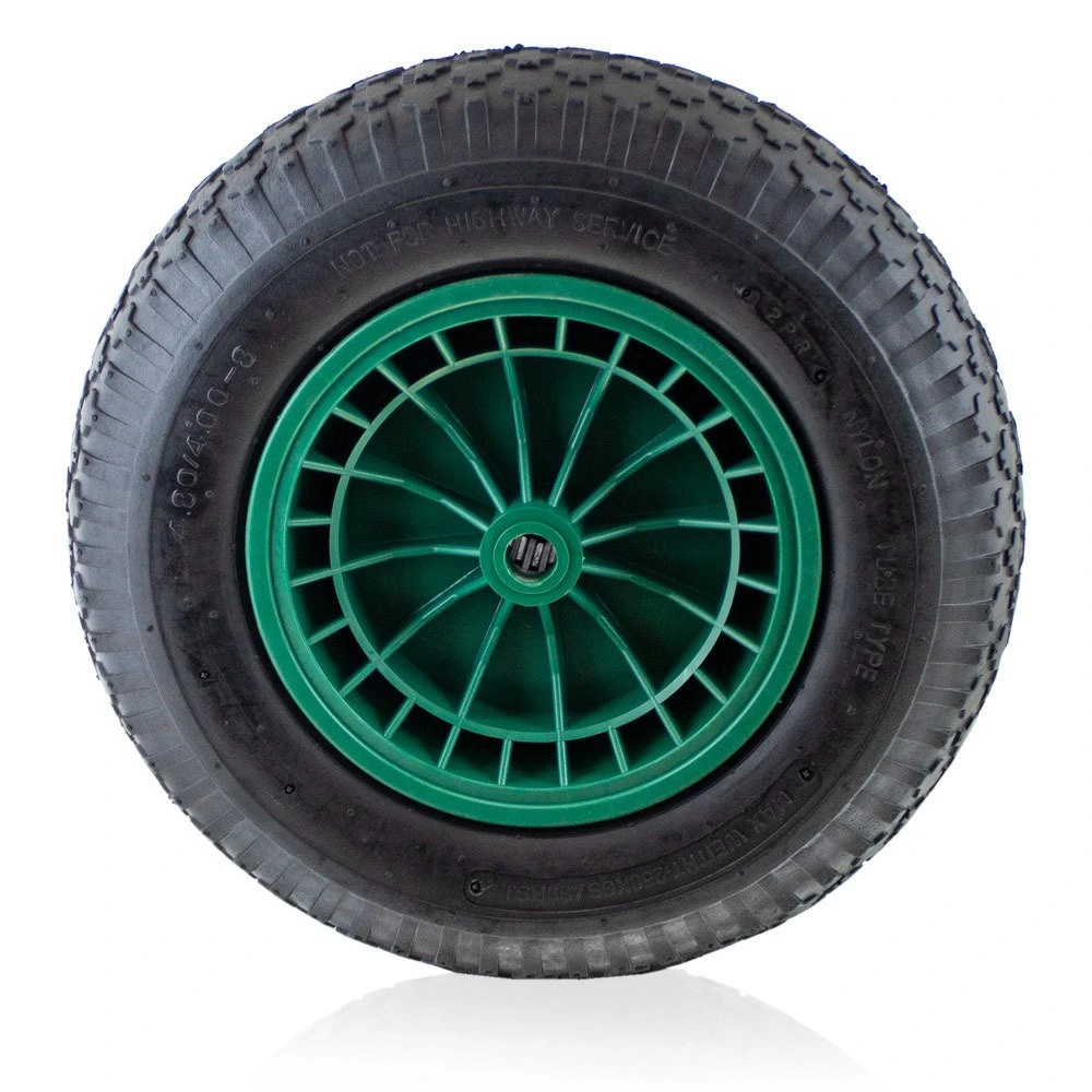 4.00-8 Pneumatic Rubber Wheel, Wheelbarrow Wheel Tire Steel Wheel Rim with Ball Bearing, 2pr 4pr Nylon Tyre for Wheelbarrow