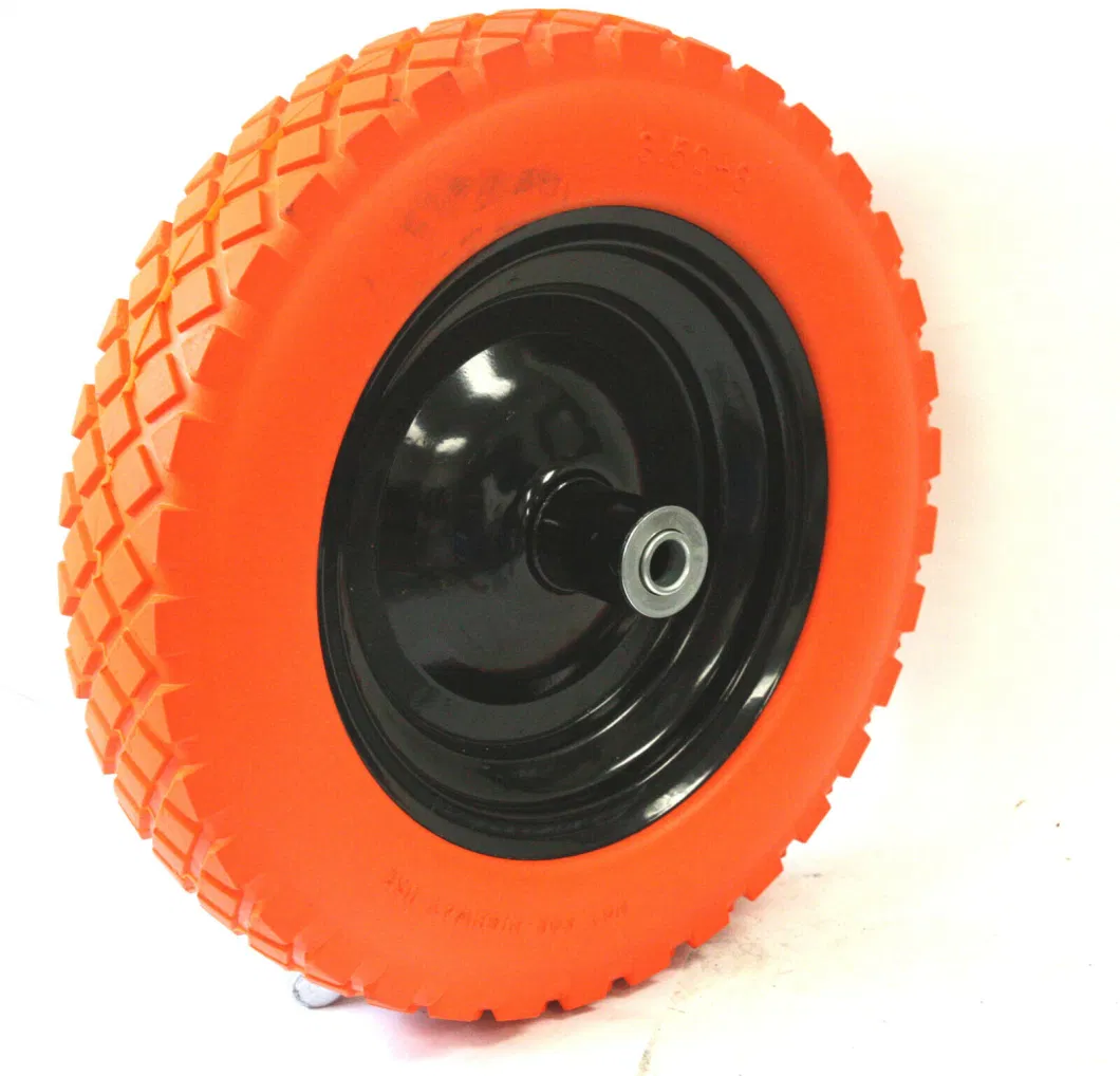 14X3.50-8 Flat Free Tire PU Foam Wheel for Wheelbarrow Trolley