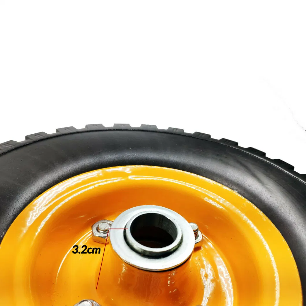 Wheelbarrow Anti-Puncture Wheel 3.00-4 Solid Rubber Nylon Tubeless PU Foam