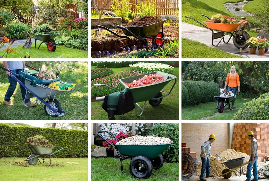 Japanese Heavy Duty Garden Construction Wheelbarrow with Pneumatic Air Wheel.