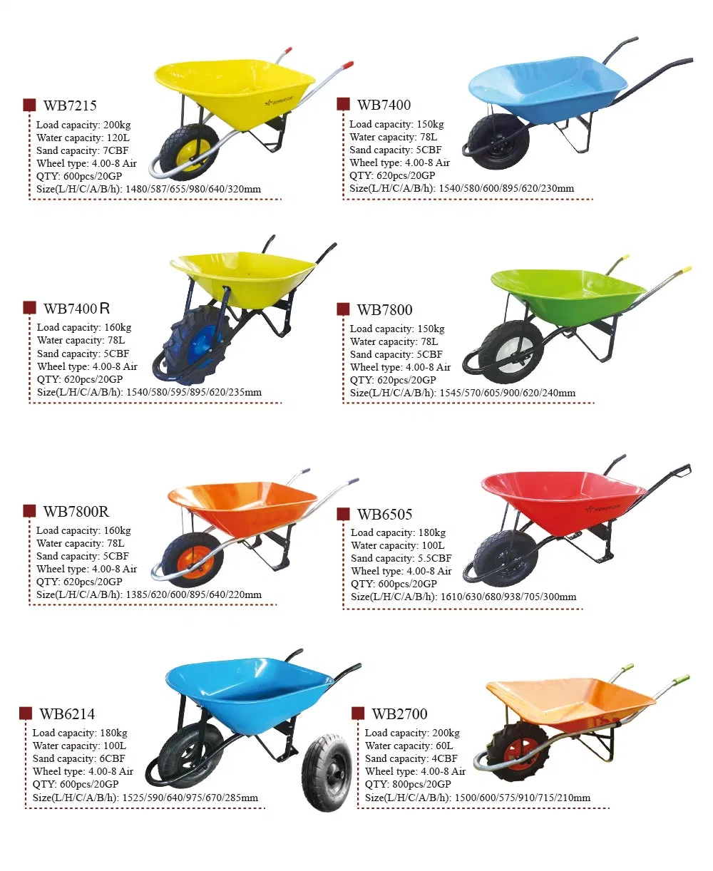 Japanese Heavy Duty Garden Construction Wheelbarrow with Pneumatic Air Wheel.