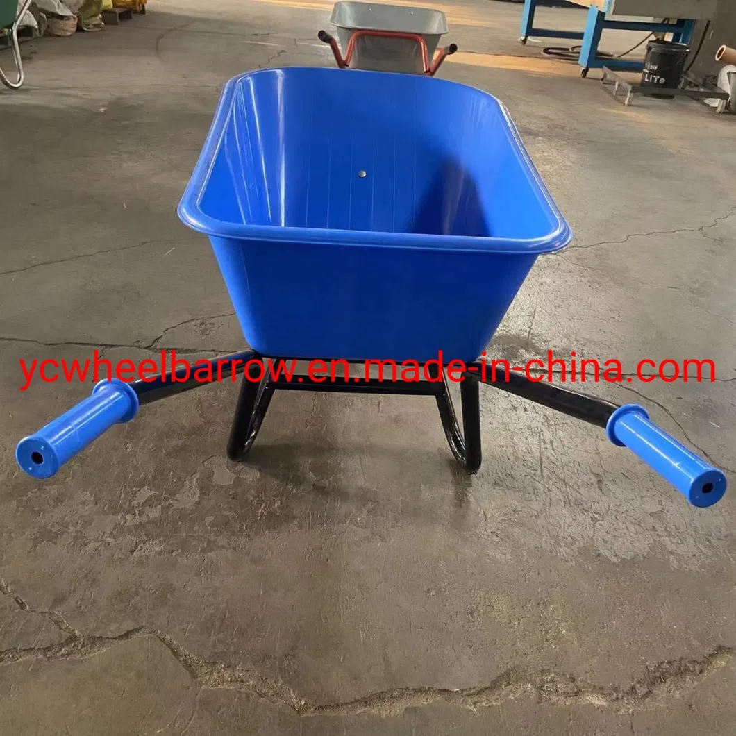 100L Yellow PVC Tray Heavy Duty Construction Wheelbarrow