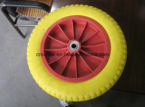 Hot Sell Good Quality Plastic Rim Yellow Color PU Form Wheel (3.50-8)