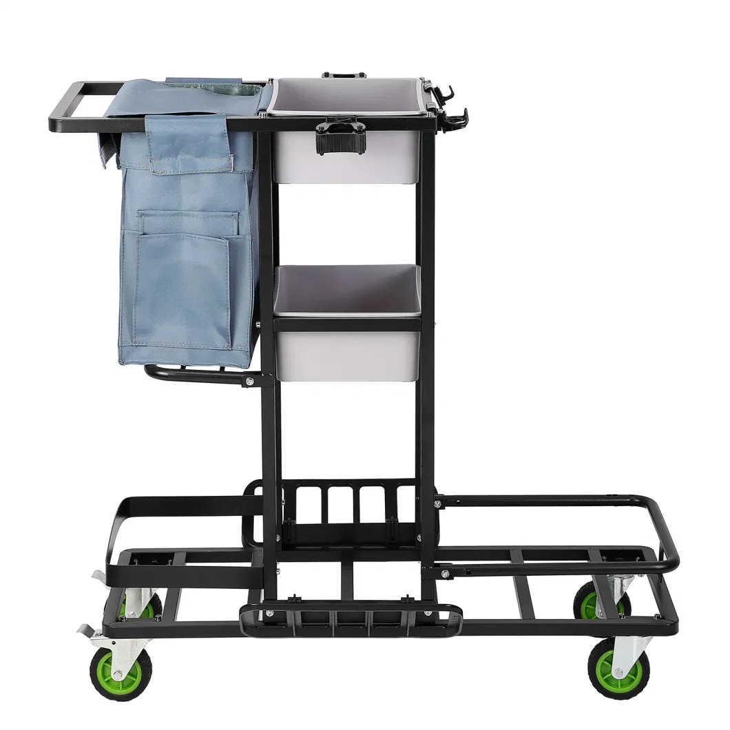 Hardware Cleaning Trolley Metal Janitor Cart Universal Wheel Multi-Functional Steel