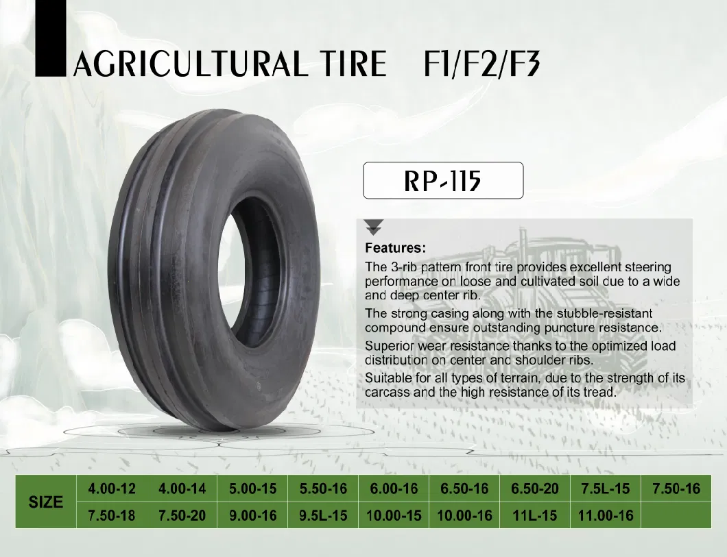 Agriculture Farm Feald Transplante Irrigation Tractor Harvest Paddy Filedf1f2f3 4.00-12 4.00-14 5.00-15 5.50-16 6.00-16 6.50-16 6.50-20 Agricultural Tires Tyres