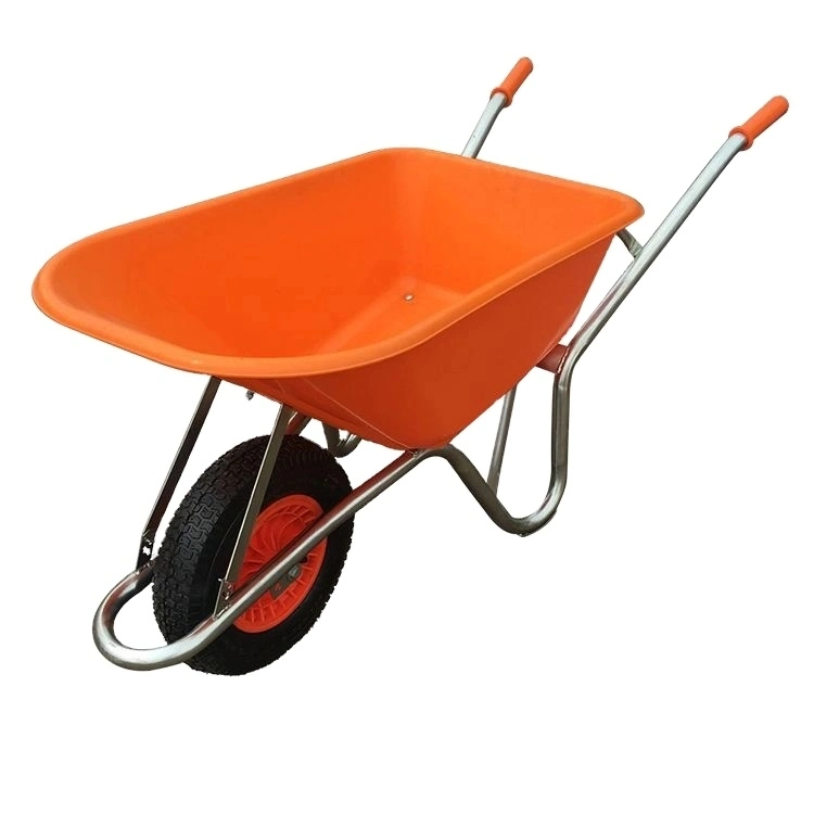 160L Galvanized Single or Double Wheel Wheelbarrow with Plastic Tray, 4.00-8 Air Wheel