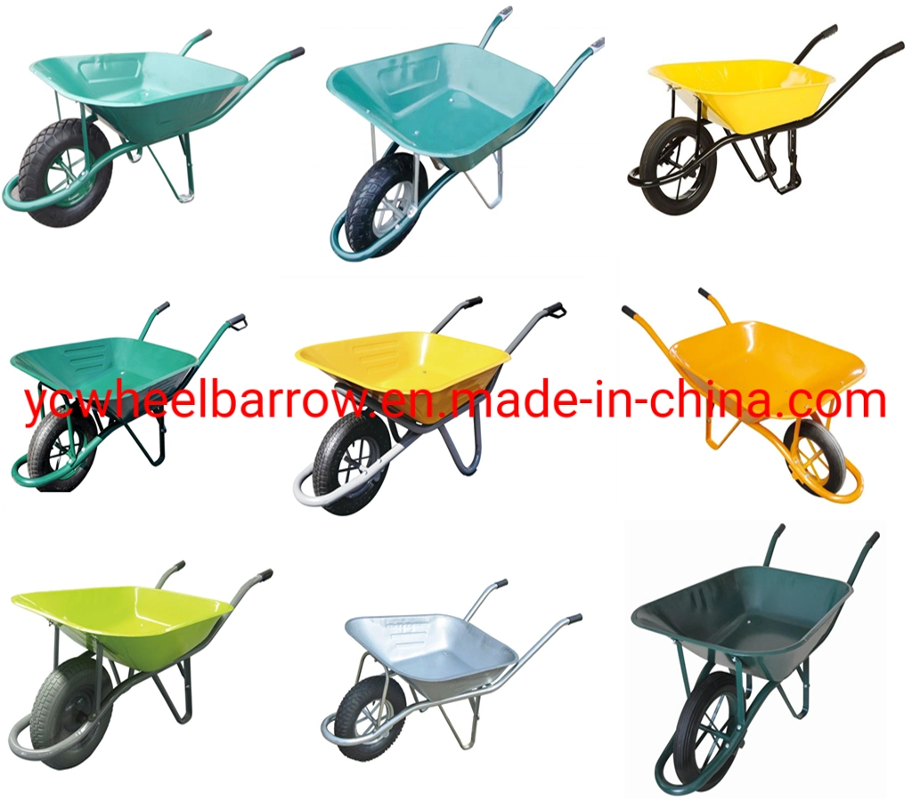 France Model Wheelbarrow with Yellow PU Tire Puncture-Proof Foam Wheel Barrow