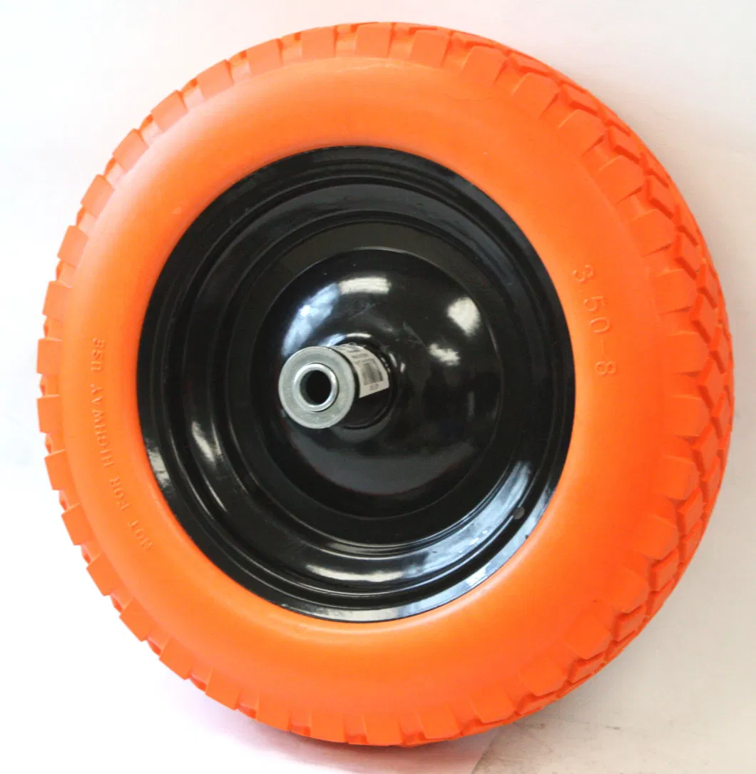 14X3.50-8 Flat Free Tire PU Foam Wheel for Wheelbarrow Trolley