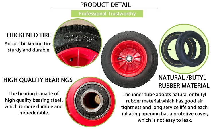 16 Inch 6.50-8 Rubber Wheels Are Suitable for Wheelbarrows Agricultural Tool Vehicles