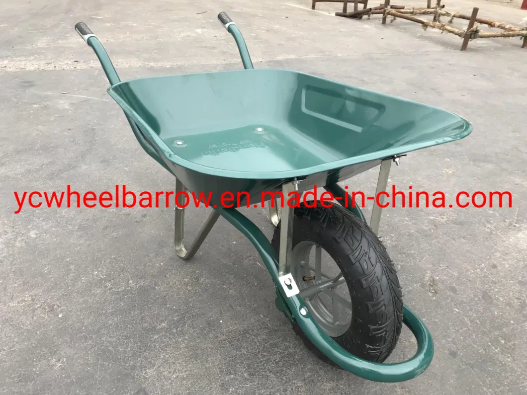 France Model Wheelbarrow with Yellow PU Tire Puncture-Proof Foam Wheel Barrow