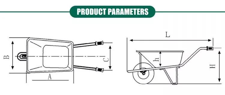 Green Hot Sell Metal Tray and Frame Wheelbarrow