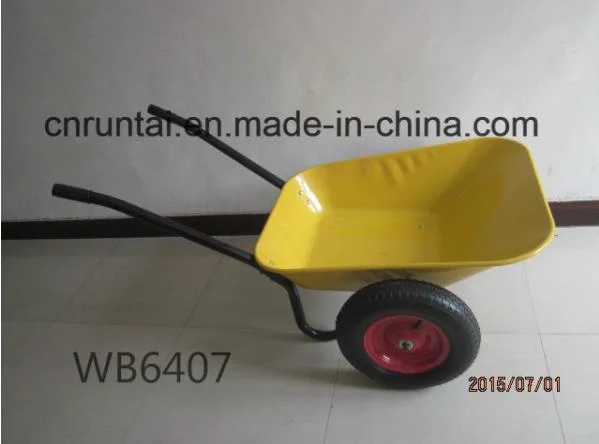 Big Yellow Tray Double Wheels Wheelbarrow for Warehouse Wb6406