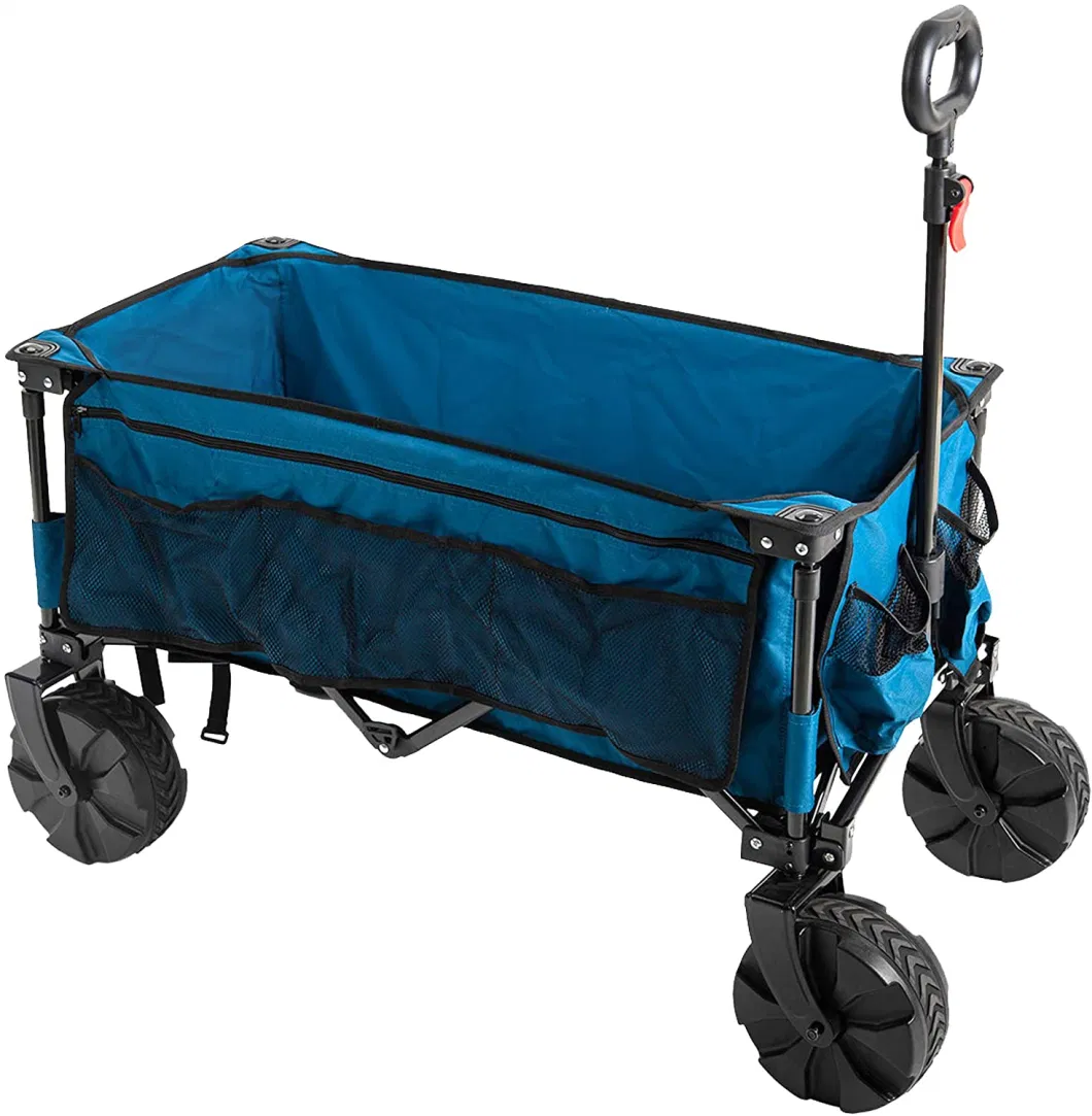 Folding Wagon Collapsible Utility Big Wheels Shopping Cart for Beach Outdoor Camping Garden All Terrain Heavy Duty Portable Grocery Cart