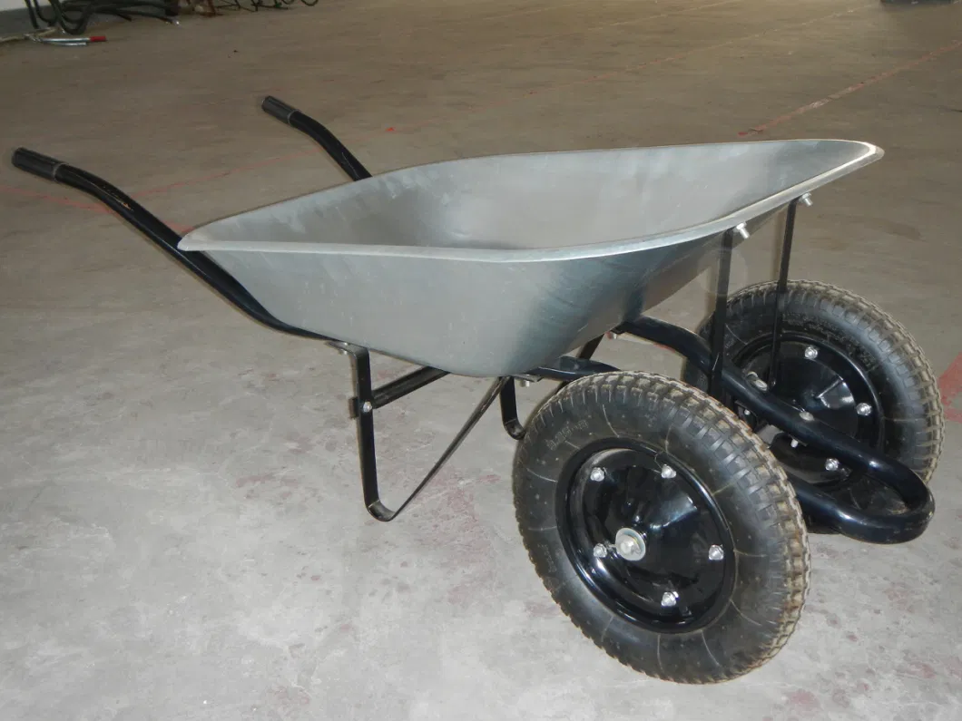 Wheelbarrow Wb6203s with Double 3.25-8 Air Wheels Garden Construction Industrial Wheelbarrow