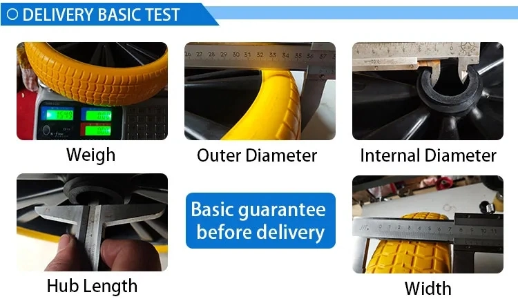 High Quality 16 Inch 4.80/4.00-8 4.00-8 Flat Free Polyurethane PU Foam Filled Wheels for Wheelbarrow