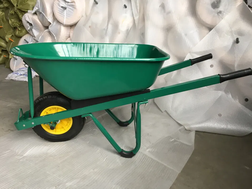 Heavy Duty Construction Wheelbarrow with Square Metal Handle