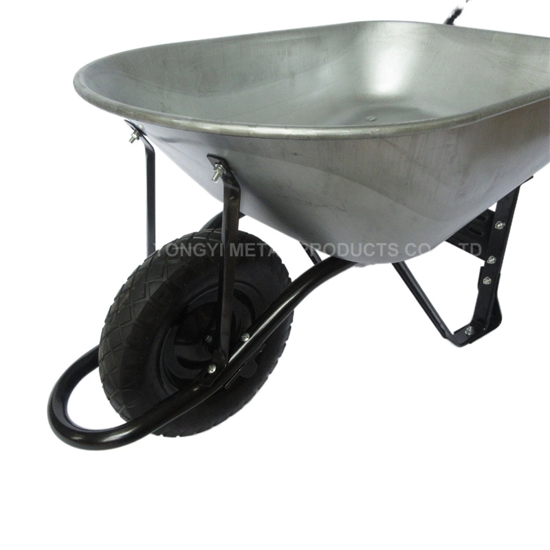 South American Heavy Duty Concrete Wheeled Barrow with Air Wheels and Galvanized Trays