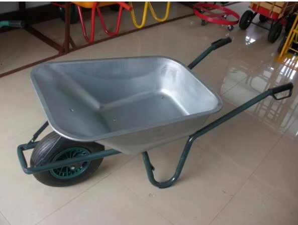 Hot Selling Wb5202 Wheelbarrow with 2 Pneumatic PU Foam Solid Rubber Wheels with Big Capacity 130kg Steel or Plastic Tray