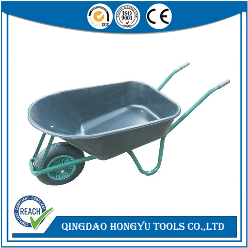 Stainless Tray Wheel Barrow with Wooden Square Handle (WB6601)