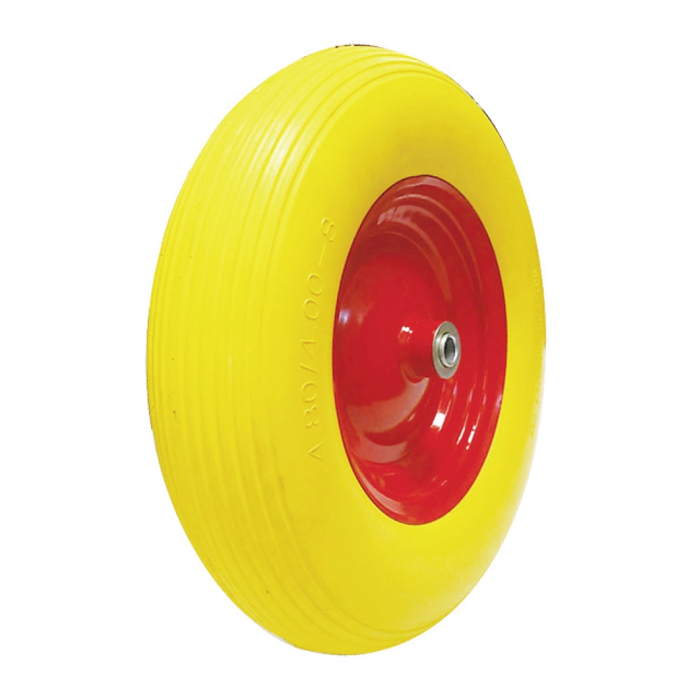 16X4.00-8 Inch Lawn Mower PU Polyurethane Foam Puncture Proof Tire Trolley Barrow Wheel with 95mm Hub Length, 16mm Bearing Hole