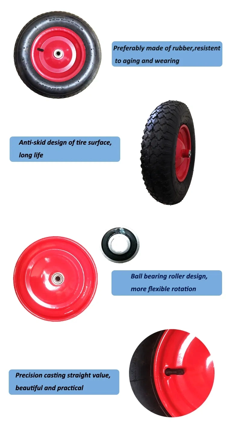 4.10/3.50-4 Inflatable Air Pneumatic Rubber Trolley Wheel