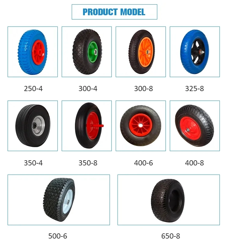 10inch 3.50-4 PU Rubber Polyurethane Puncture Proof Flat Free Wheel with 5/8 &prime;&prime; Bore Hole for Garden Utility Trolley Cart