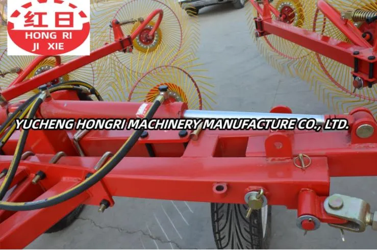 Width 4.8m Tractor Traction Rotary Hay Rake for Finger Plate Mounted 8 Disc Tedder Rake Farm Implement Grass Collecting Machine Agricultural Machinery Wheel