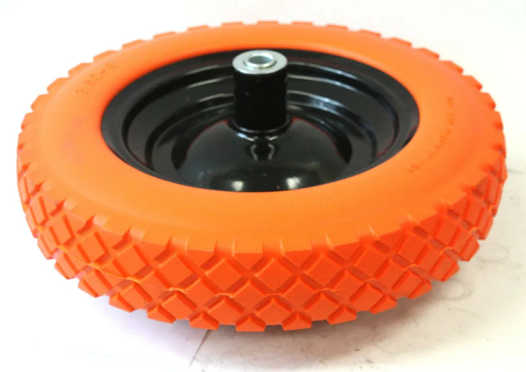 14X3.50-8 Flat Free Tire PU Foam Wheel for Wheelbarrow Trolley