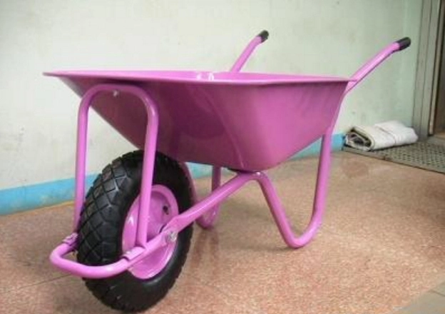 Hot Selling Wb5202 Wheelbarrow with 2 Pneumatic PU Foam Solid Rubber Wheels with Big Capacity 130kg Steel or Plastic Tray