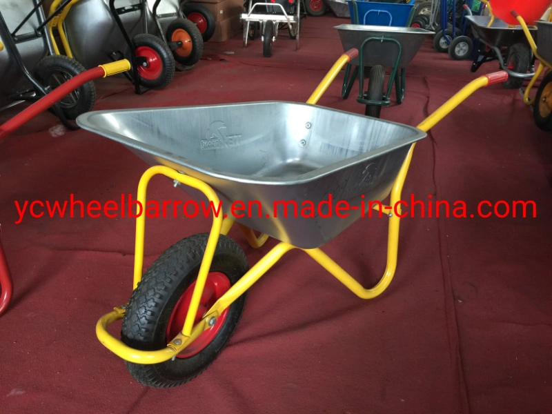 Egypt Market 90L Deep Galvanized Tray 4.00-8 Air Wheel Type Wheelbarrow Wb5009 with Good Quality