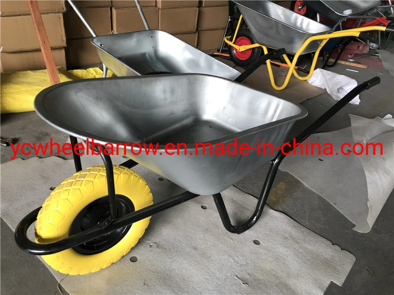 Egypt Market 90L Deep Galvanized Tray 4.00-8 Air Wheel Type Wheelbarrow Wb5009 with Good Quality