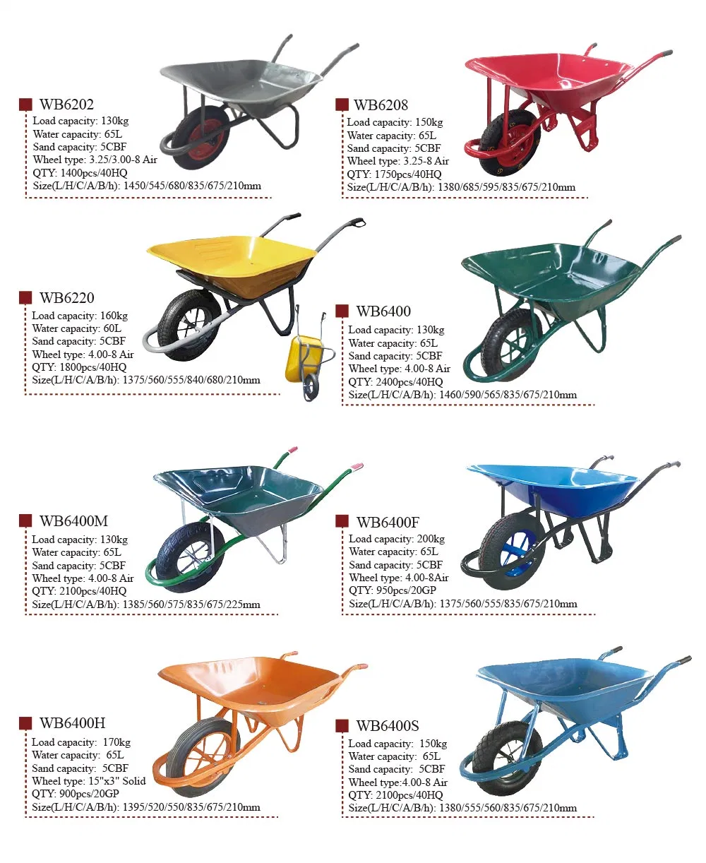 Japanese Heavy Duty Garden Construction Wheelbarrow with Pneumatic Air Wheel.