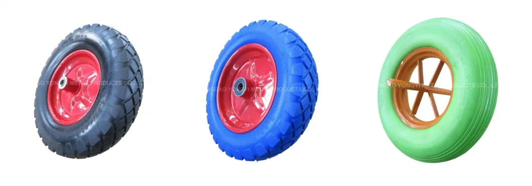 13X500-6 Solid Color PU Polyurethane Flat Free Foam Caster Tires Wheelbarrow Wheel