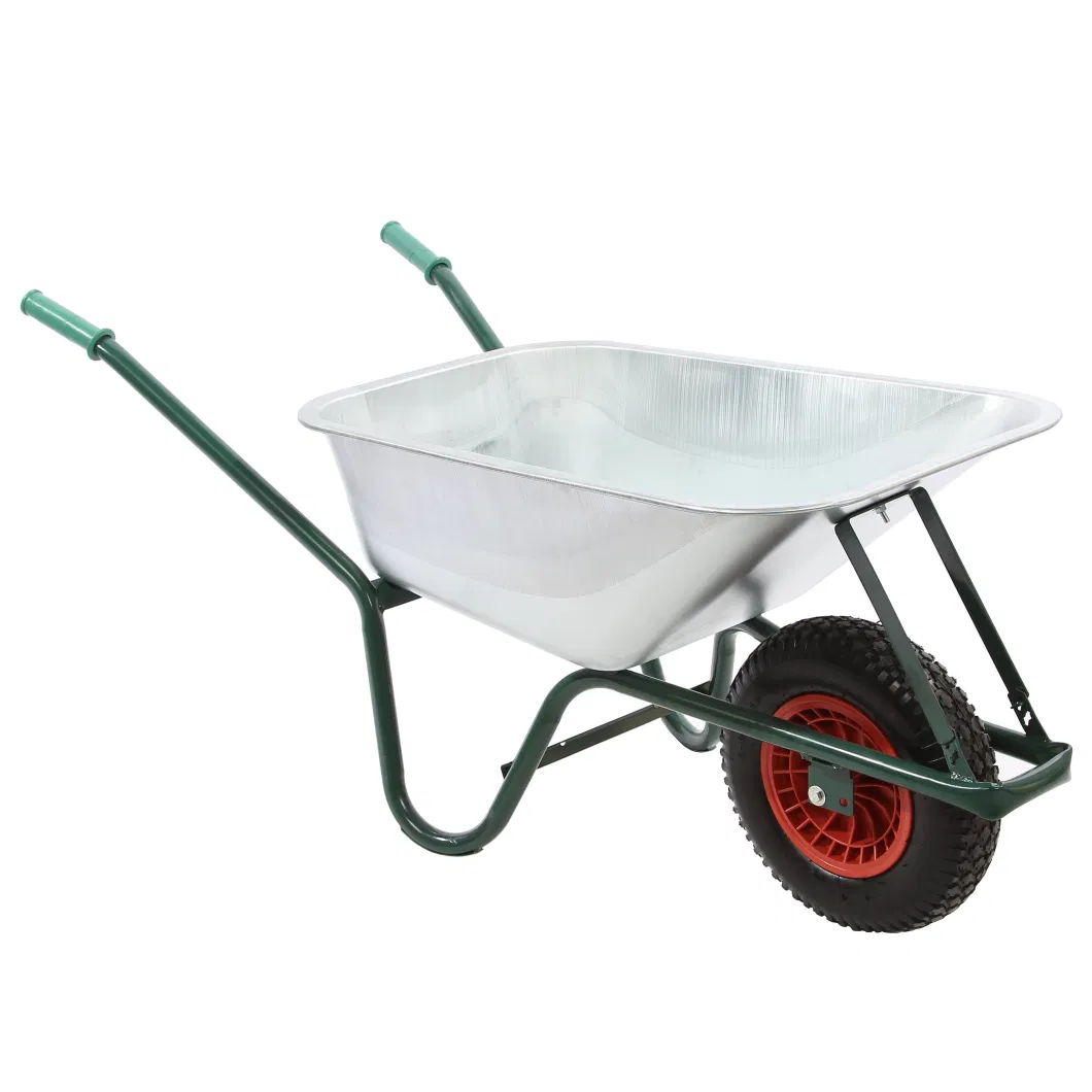 Wb6414 Heavy Duty Green Color Plastic Tray Garden Wheel Barrow for Hot Sale Wheelbarrow