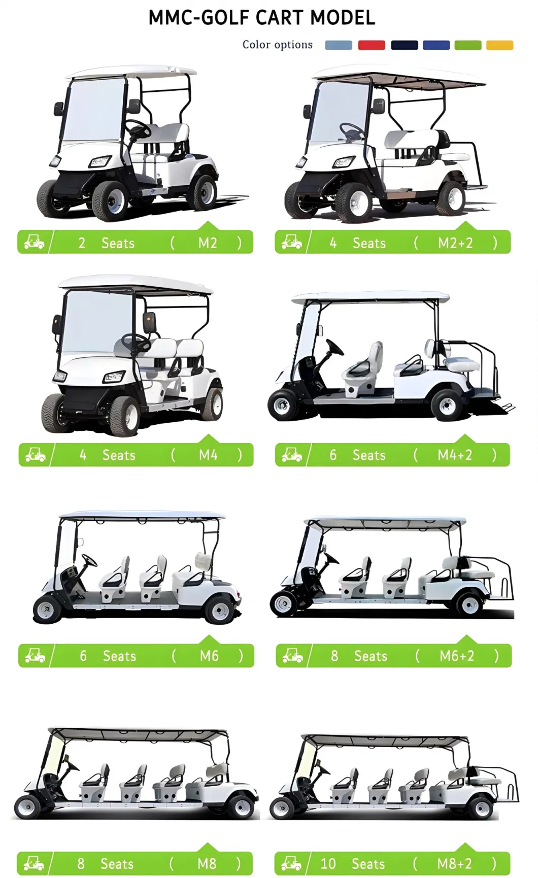 2024 China Trending Product 4 Person 48V Electric Lifted Golf Cart off Road Club Car Precedent Electric Golf Cart Classic