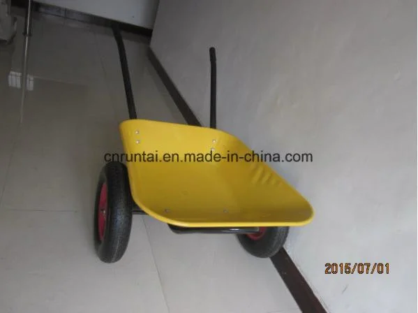 Durable Yellow Tray Double Pneumatic Wheel Wheelbarrow (WB6406)