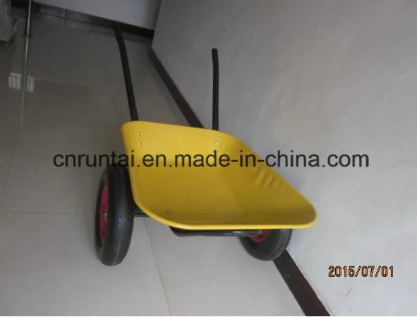 Durable Yellow Tray Double Pneumatic Wheel Wheelbarrow (WB6406)