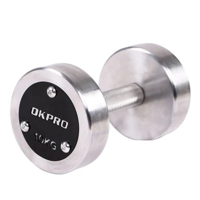Okpro Stainless Steel Gym Chromed Dumbbell