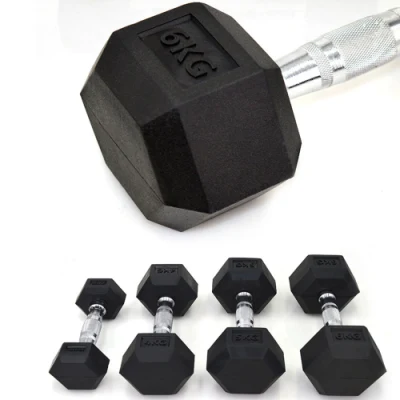 Commercial Gym Fitness Equipment Rubber Coated Fixed Hex Dumbbell