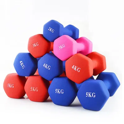 Hexagon Impregnated Dumbbell Glossy Frosted Multicolored Dumbbells