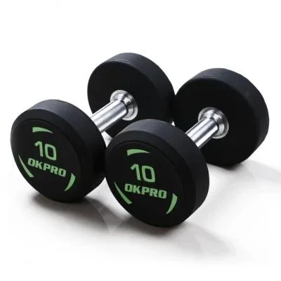Free Weights Custom Wholesale Sport Goods Body Building Round Dumbbell Weightlifting Gym Fitness Equipiment PU Dumbbell
