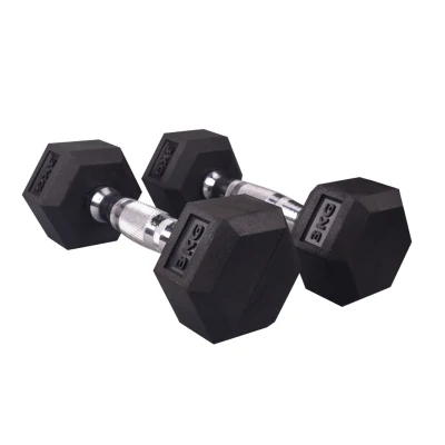 Wholesale Gym Home Fitness Hex Rubber Black Dumbbell Weight