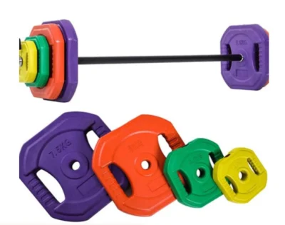 Adjustable Fitness Bumper Weight Plate Gym Weightlifting Barbell